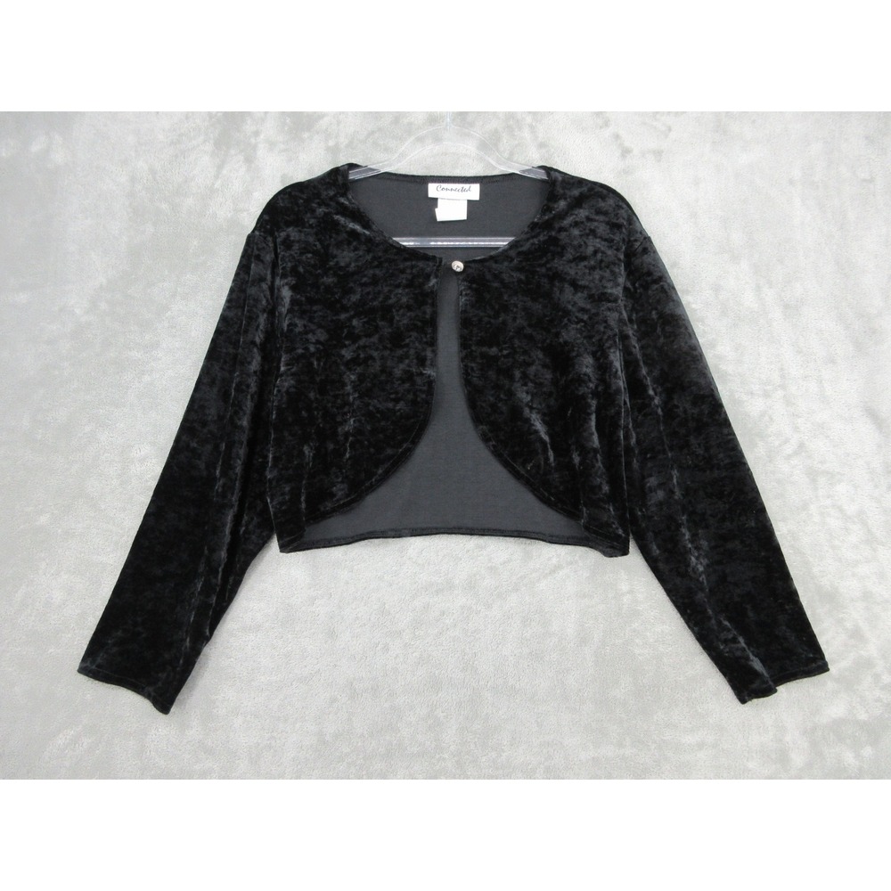 VTG Connected Jacket Womens Size XL Crushed Velvet Cropped Bolero Cardigan 90s